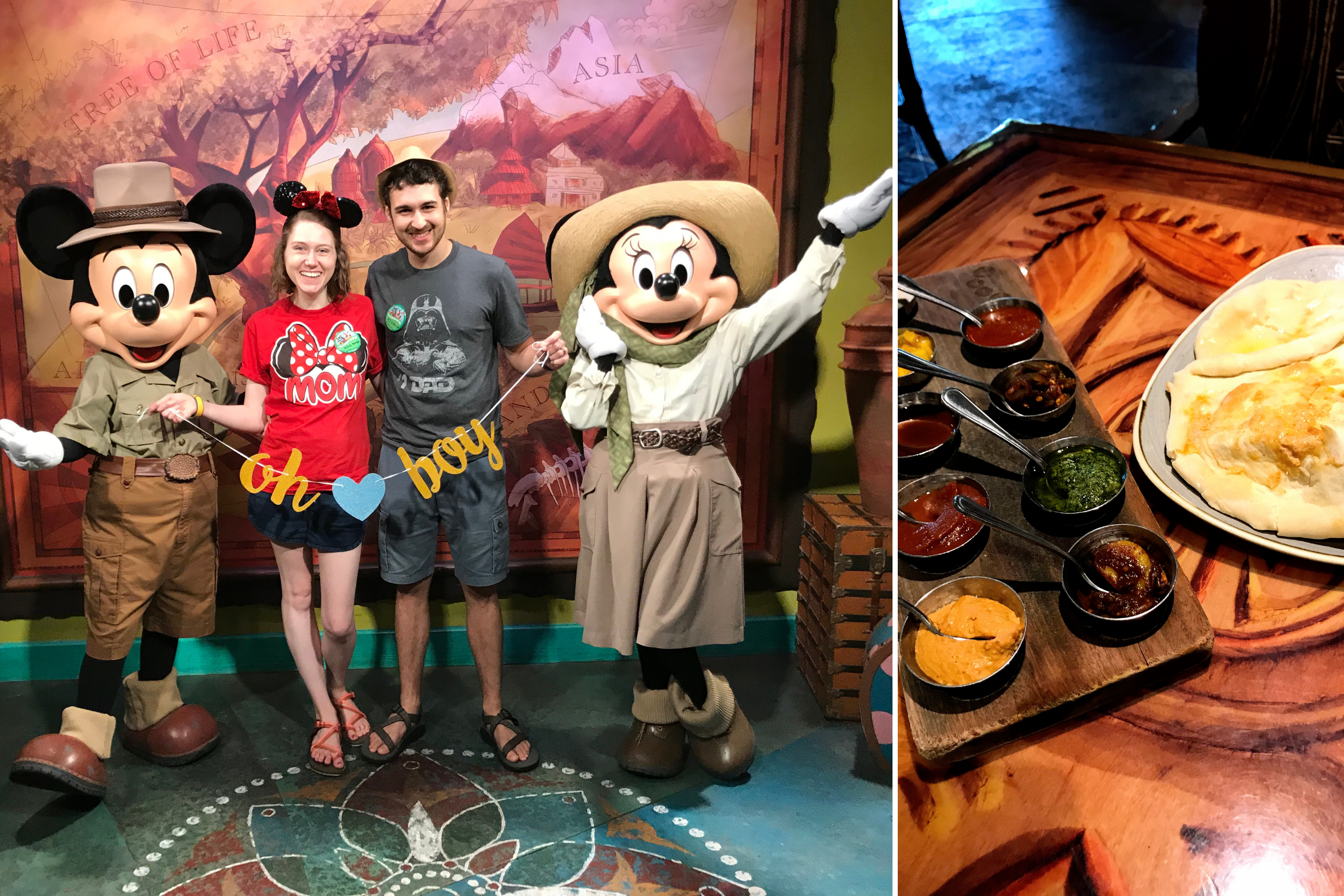 Animal Kingdom - Minnie and Mickey baby gender reveal and appetizer at Sanaa, Animal Kingdom Lodge