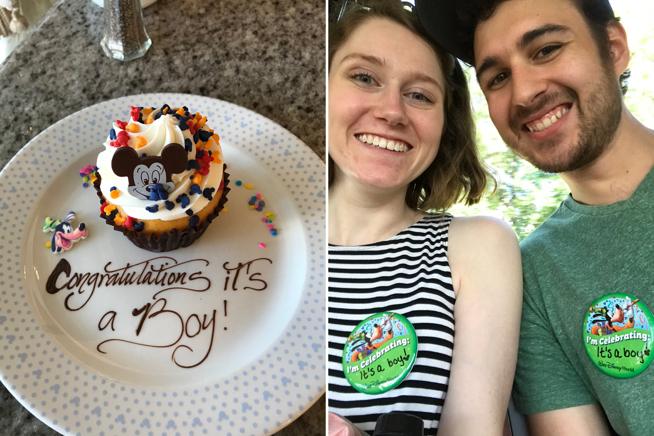 Celebrating "It's a boy!" at our Disney World babymoon
